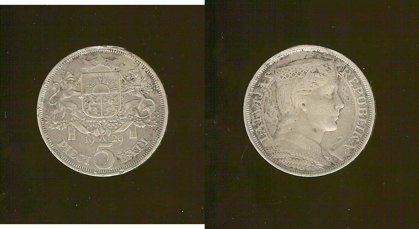 Latvia 5 lati 1929 aVF